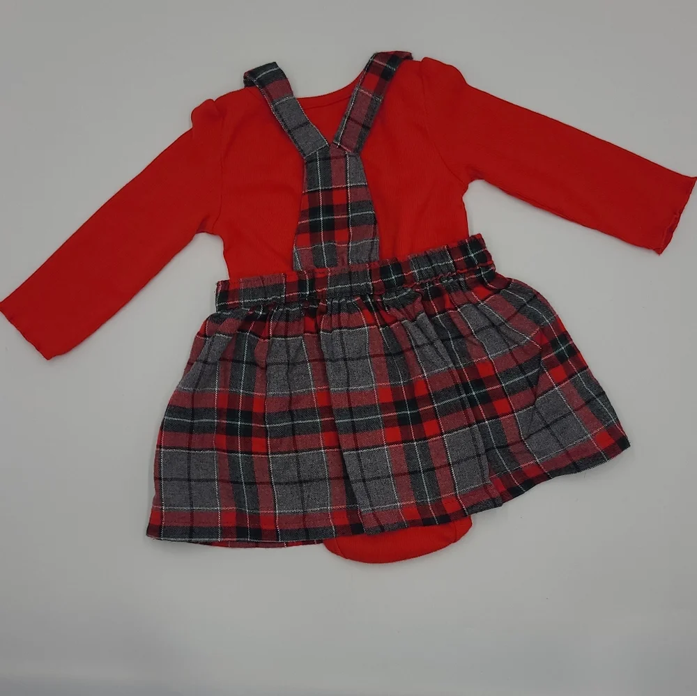 Carter's baby girl holiday plaid jumper set size 9 months
